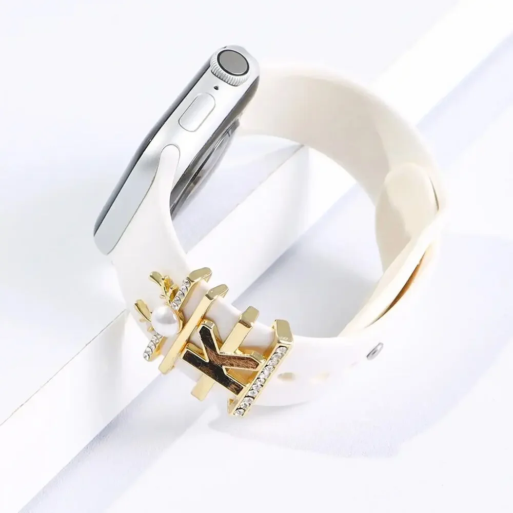 NEW Marley Lilly Smart Watch‎ Charm Set Letter E Gold Leopard Apple Watch